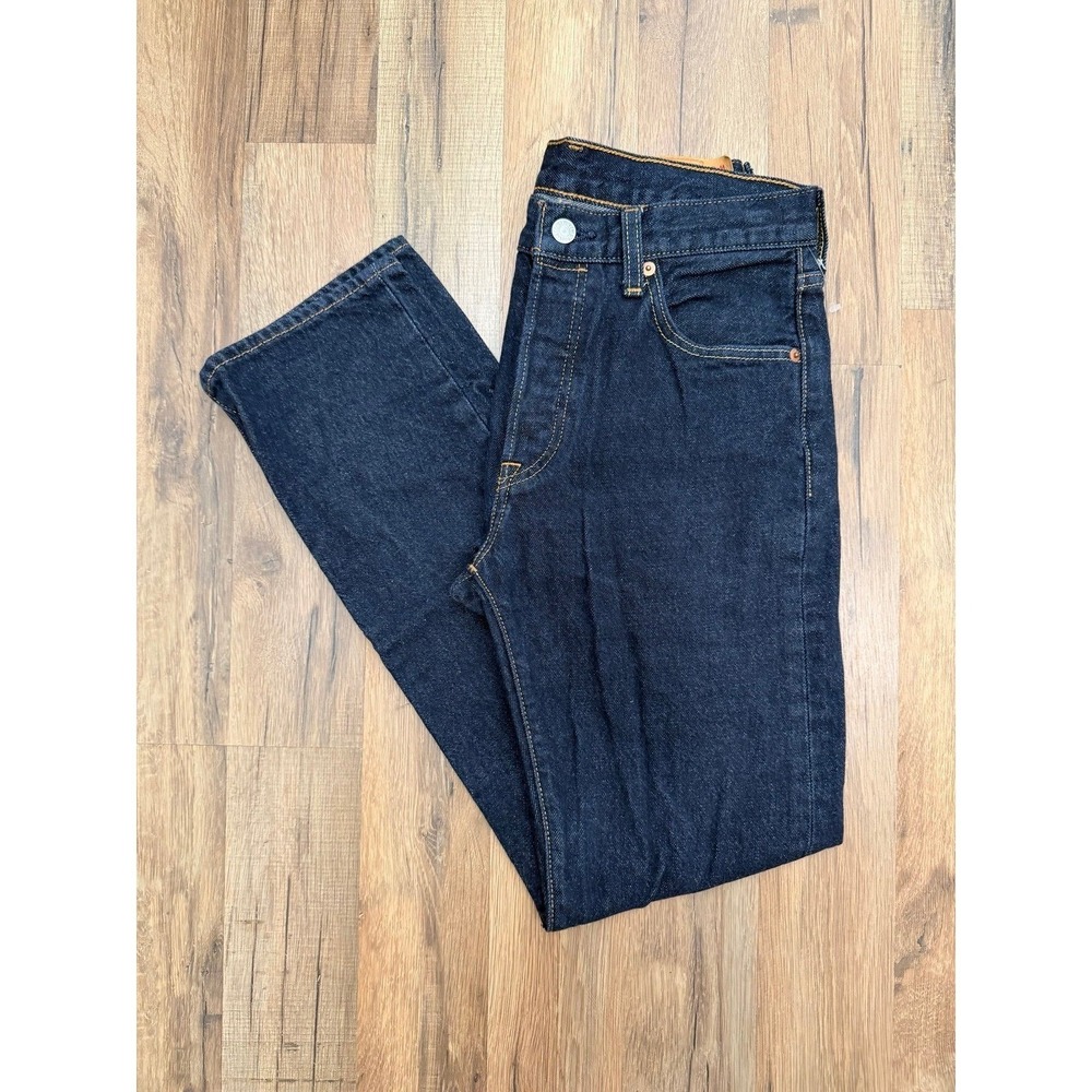 Levi's 501 Original Button Fly Jeans Dark Wash Straight Leg W29 L30 Water Less - Picture 4 of 10